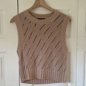 Knit Sleeveless Sweater Vest in Blush/Tan
